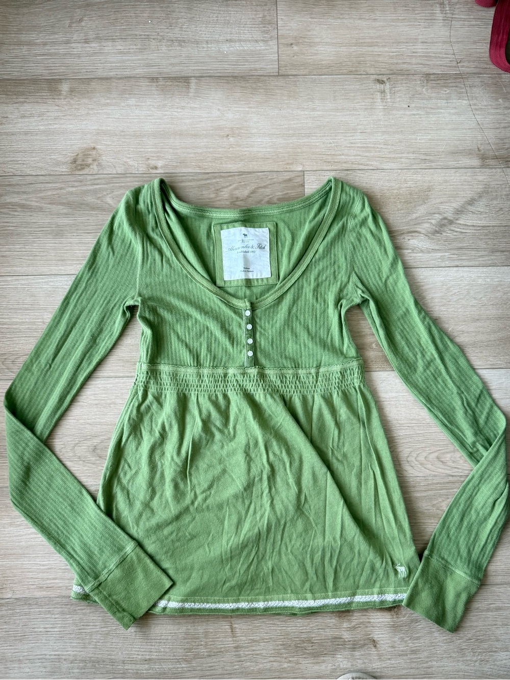 abercrombie & fitch green vintage babydoll top